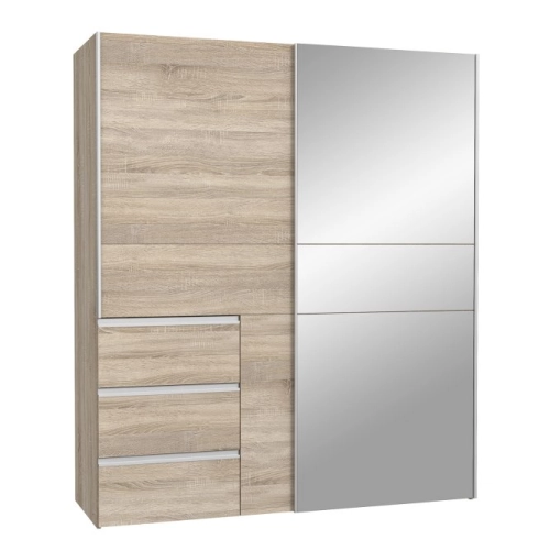 Szafa przesuwna z lustrem i szufladami 170 cm Dąb Sonoma